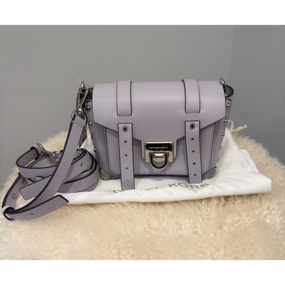 NWT Michael Kors Manhattan Small Messenger Crossbody Bag Lavender Mist Silver